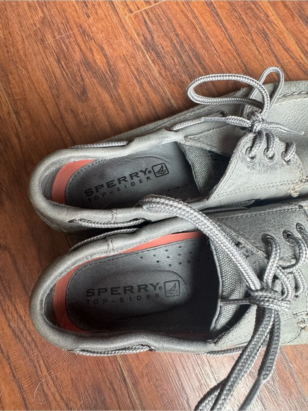 Sperry Men's Leather Boat Shoes in Gray with Contrast Inner Trim